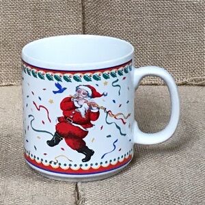 Vintage Vitromaster Piper Santa Confetti Mug Cup Christmas Kitsch Whimsical Fun